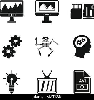 Video signal Symbole gesetzt, einfachen Stil Stock Vektor