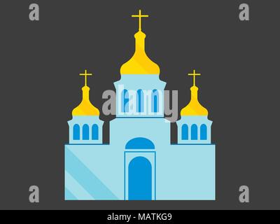 Kirche mit Kuppeln, Flat, Christlich-orthodoxen religiösen Architektur. Vector Illustration Stock Vektor