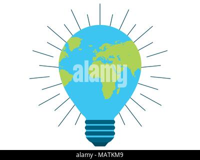 Earth Day, also am 22. April. Saubere Energie, Glühbirne. Tag der Umwelt. Vector Illustration Stock Vektor