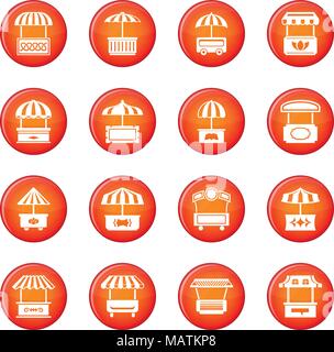 Street Food kiosk Icons Set rot Vektor Stock Vektor