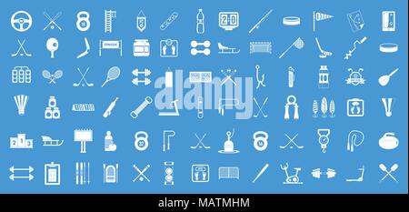 Sport Ausstattung Icon Set blau Vektor Stock Vektor