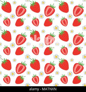 Die nahtlose Vektor Erdbeere Muster Stock Vektor