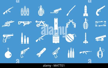 Waffen Munition Icon Set blau Vektor Stock Vektor