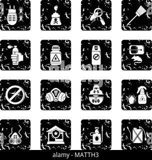 Schädlingsbekämpfung tools Icons Set grunge Vektor Stock Vektor