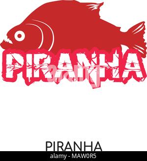 Piranha Logo auf weissem Hintergrund für Ihre Web isoliert, mobile und app Design Stock Vektor