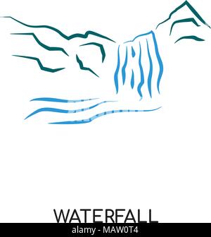 Wasserfall Logo auf weissem Hintergrund für Ihre Web isoliert, mobile und app Design Stock Vektor