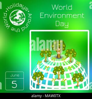 Kalender. Urlaub rund um die Welt. Ereignis des Tages. Grüne blur Hintergrund - Name, Datum, Abbildung. Für Zeitschriften, pädagogische Unterhaltung pub Stock Vektor