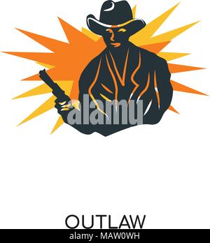 Outlaw Logo auf weissem Hintergrund für Ihre Web isoliert, mobile und app Design Stock Vektor