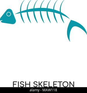 Fischskelett Logo auf weissem Hintergrund für Ihre Web isoliert, mobile und app Design Stock Vektor