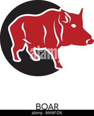 Wildschwein Logo auf weissem Hintergrund für Ihre Web isoliert, mobile und app Design Stock Vektor