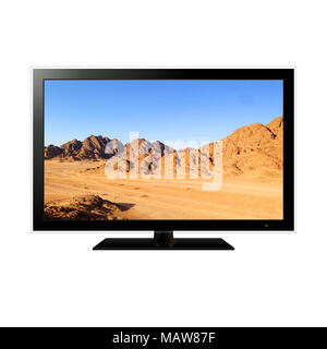 Moderne TV mit Berglandschaft Stockfoto