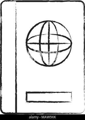 Skizze des Reisepasses Symbol auf weißem Hintergrund, Vector Illustration Stock Vektor