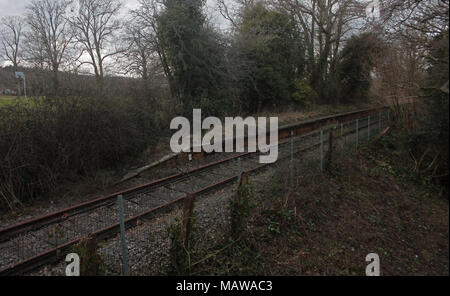 Teigngrace Halt Plattform entfernt. Heathfeild/Exeter/Mortonhampstead Linie. Teigngrace. Newton Abbot. Devon. UK. 6/3/18 Stockfoto