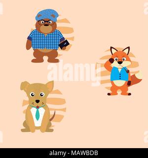 Süße Tiere cartoons Stock Vektor