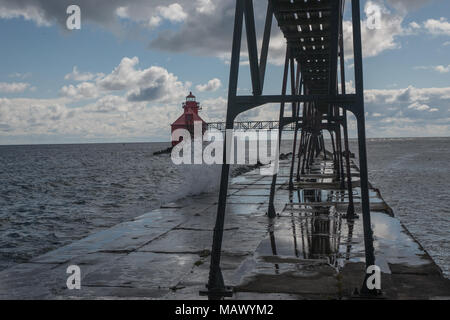 Sturgeon Bay Ship Canal Nord Pierhead Leuchtturm Stockfoto