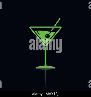 Cocktail neon Symbol Stil mit Reflektion Stock Vektor