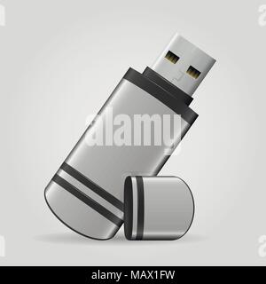 Vektor USB-Stick auf grauem Hintergrund Stock Vektor