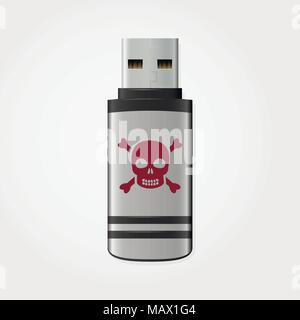 USB-Flash-Laufwerk infizierte Malware, Vector Illustration Stock Vektor