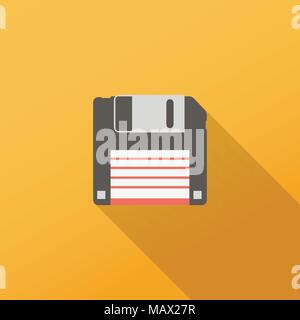 Diskettensymbol mit langen Schatten Stock Vektor