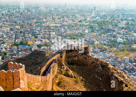 Anzeigen von Jaipur aus Nahargarh Fort - Rajasthan, Indien Stockfoto