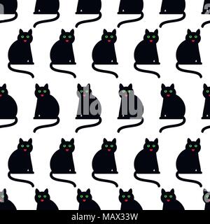 Nahtlose Muster mit schwarzen Katzen Stock Vektor
