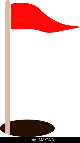 Golf red flag und Bohrung. Vektor icon Abbildung eps Stock Vektor