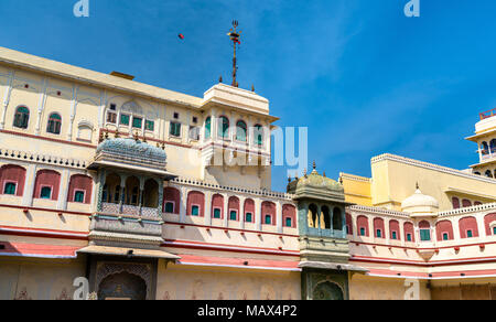 Mauern der Stadt Palast in Jaipur, Rajasthan, Indien Stockfoto
