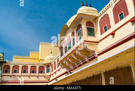 Mauern der Stadt Palast in Jaipur, Rajasthan, Indien Stockfoto