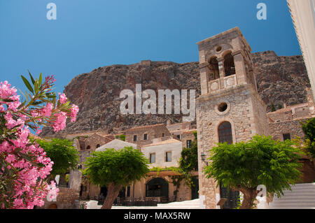 Kleinen Plateau auf "Versteckte Stadt' von Monemvasia am Peloponnes in Griechenland Stockfoto