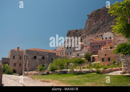 Plateau auf "Versteckte Stadt' von Monemvasia am Peloponnes in Griechenland Stockfoto