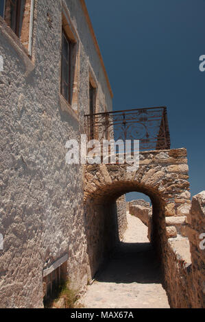 Straße bei "versteckte Stadt' von Monemvasia am Peloponnes in Griechenland Stockfoto