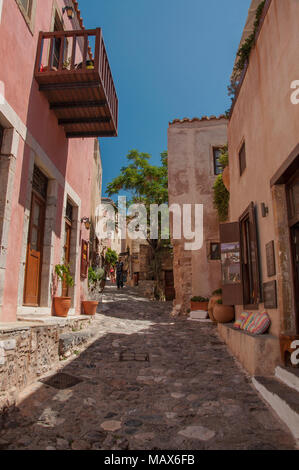 Straße bei "versteckte Stadt' von Monemvasia am Peloponnes in Griechenland Stockfoto