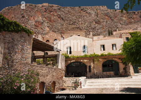 Kleinen Plateau auf "Versteckte Stadt' von Monemvasia am Peloponnes in Griechenland Stockfoto