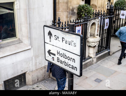 St. Paul's Schild London UK Stockfoto