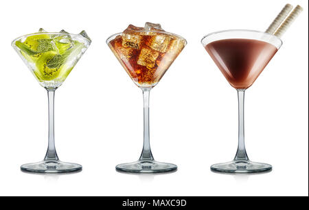 Satz von Cocktail auf weißem Hintergrund Stockfoto