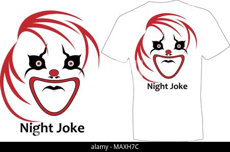 Design von einem T-Shirt mit einem Clown nacht Witz Minimalismus mit Illusion Stock Vektor