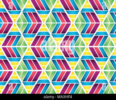 Bunte triangle Hexagon Wabe nahtlose Textur Hintergrund. Komplexe Geometrie Stock Vektor