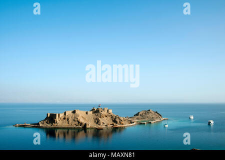 Aegypten, Sinai, Taba, Kreuzritterburg Ostküste und auf der Insel Coral Island Stockfoto