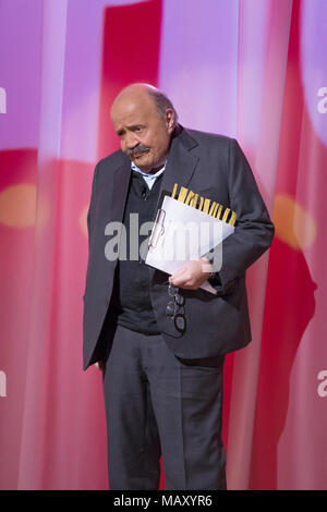 Rom, Italien, 4. April 2018. Maurizio Costanzo besucht die Maurizio Costanzo Show im Studios Voxson in Roma 4.April 2018, Italien: Paolo Pirrocco/Alamy leben Nachrichten Stockfoto