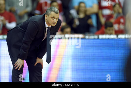 München, Deutschland. 04 Apr, 2018. 04 April 2018, Deutschland, München: Basketball, Bundesliga, FC Bayern München vs. Ratiopharm Ulm. Der Münchener trainer Dejan Radonijc. Credit: Andreas Gebert/dpa/Alamy leben Nachrichten Stockfoto