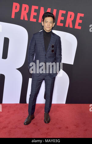 Los Angeles, Kalifornien. 3 Apr, 2018. John Cho die Teilnahme an der 'Blocker' Premiere im Regency Dorf Theater am 3. April in Los Angeles, Kalifornien 2018. | Verwendung weltweit Quelle: dpa/Alamy leben Nachrichten Stockfoto