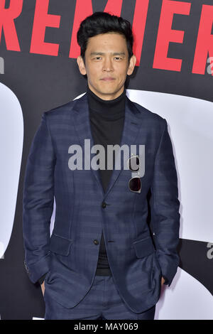 Los Angeles, Kalifornien. 3 Apr, 2018. John Cho die Teilnahme an der 'Blocker' Premiere im Regency Dorf Theater am 3. April in Los Angeles, Kalifornien 2018. | Verwendung weltweit Quelle: dpa/Alamy leben Nachrichten Stockfoto