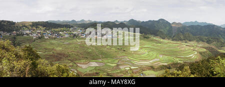 Einen Panoramablick auf die Reisterrassen in Guizhou Gaoyao Stockfoto