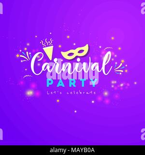 Karneval Konzept Banner mit auf glänzenden Hintergrund. Fat Tuesday Stock Vektor