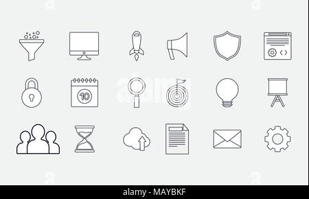 Icon Set von seo-Konzept, auf weißem Hintergrund, Vector Illustration Stock Vektor