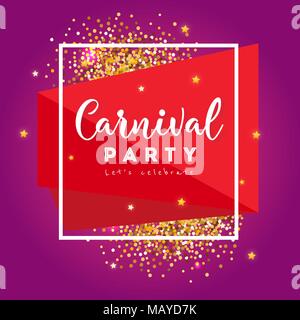 Karneval Konzept Banner mit auf glänzenden Hintergrund. Fat Tuesday Stock Vektor