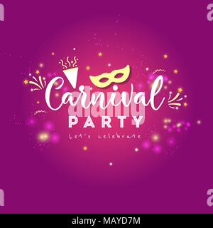 Karneval Konzept Banner mit auf glänzenden Hintergrund. Fat Tuesday Stock Vektor
