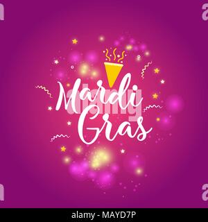 Karneval Konzept Banner mit auf glänzenden Hintergrund. Fat Tuesday Stock Vektor