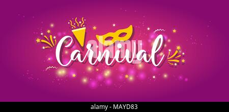 Karneval Konzept Banner mit auf glänzenden Hintergrund. Fat Tuesday Stock Vektor