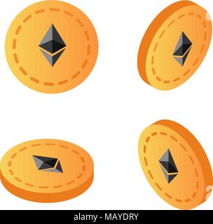 Isometrische 3d-astraleums cryptocurrency blockchain Flachbild-Symbol. Verwenden Sie für Logos, Drucksachen, Seite und web Einrichtung oder andere Design. Stock Vektor
